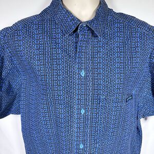 Vintage Gotcha Mens Blue Black Script Stripe Hidden Logo Shirt Surf Skater 90s